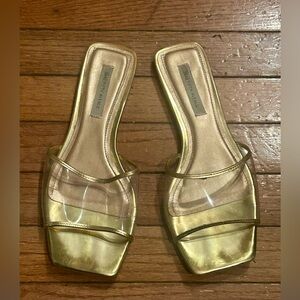 Saks Fifth Avenue Gold & clear Slide Sandals size 8.5